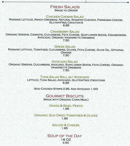 Carta de Coffee, Tea, Etc