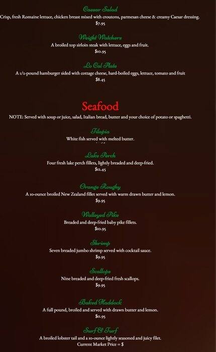 Menu at Infusino's Pizzeria, Racine, Washington Ave