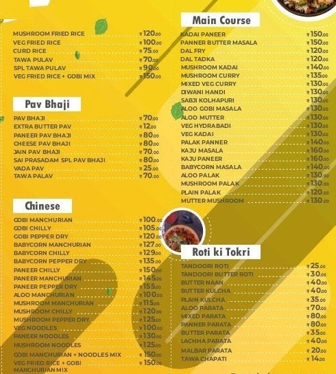 Sai Prasadam Pure Veg Restaurant menu