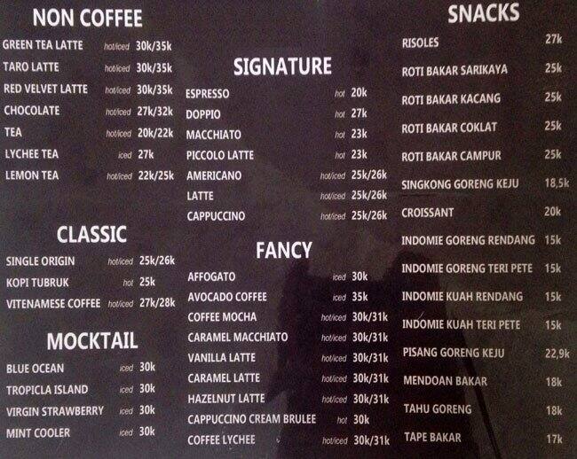 Another Coffee Shop Menu, Menu for Another Coffee Shop