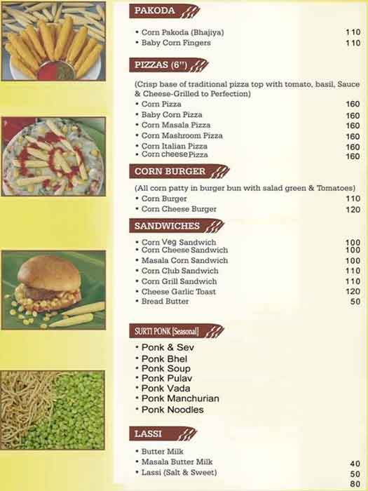 Swagat, Super Sweet Corn Restaurant menu
