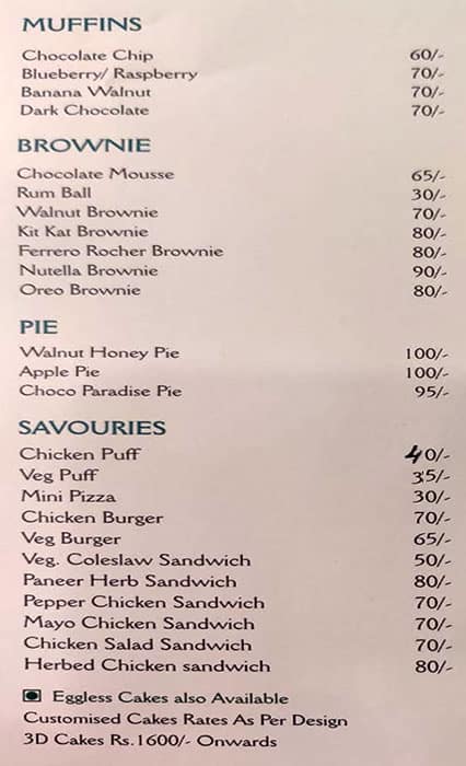Sugartooth Patisserie menu