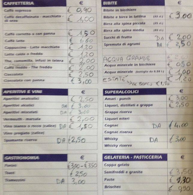 Menu di William Bar Tabacchi 
