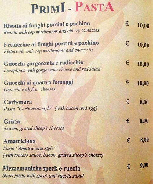 Menu di Triclinium 