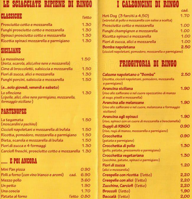 El Ringo Menu Menu For El Ringo Marconi Roma