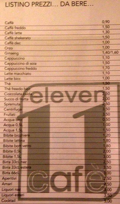 Menu di Eleven Cafè 