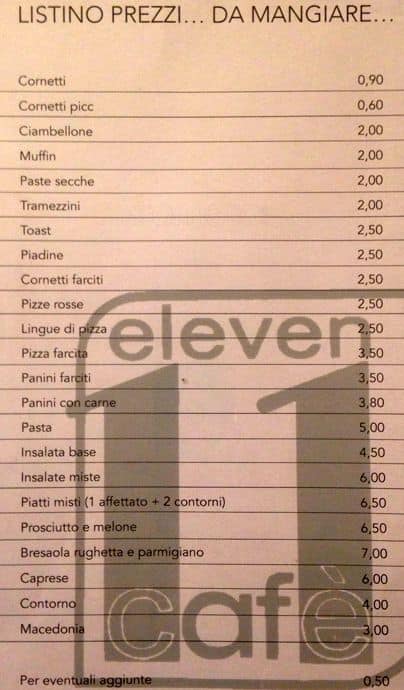 Menu di Eleven Cafè 