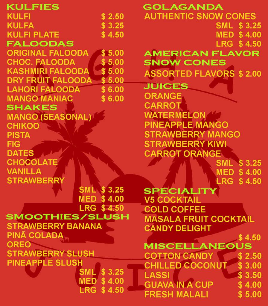 Agha Juice Cafe And Grill Menu Zomato United States