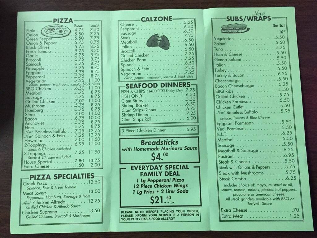 Christos Pizza a Worcester Foto del Menu con Prezzi Urbanspoon/Zomato