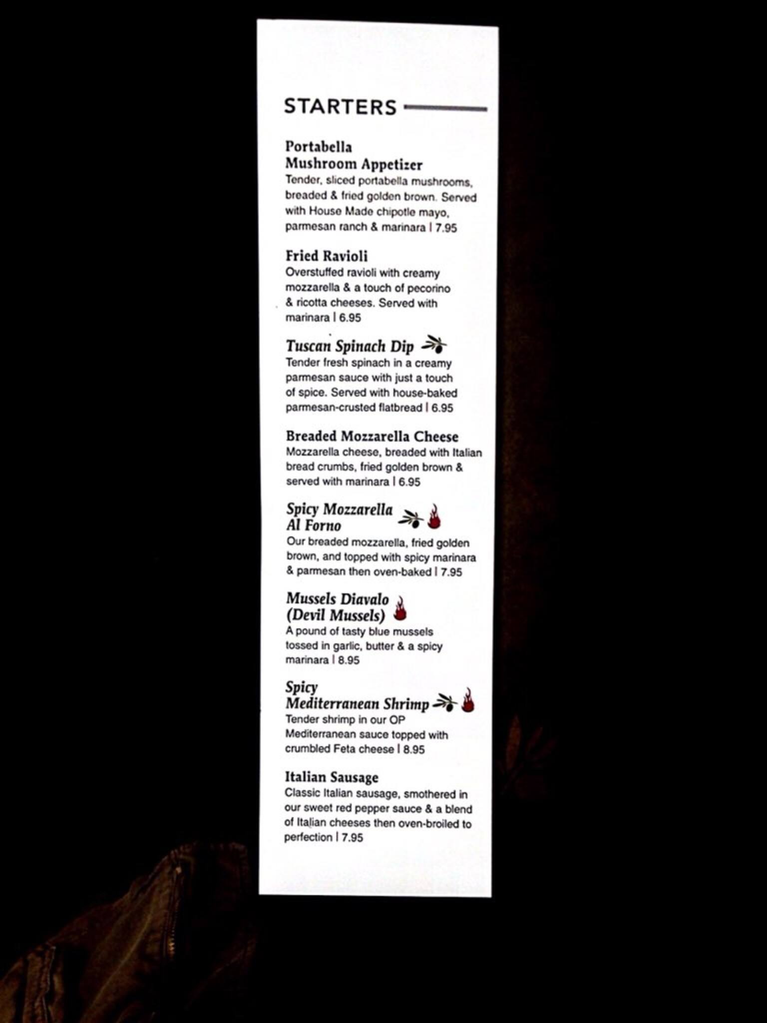 Menu at Olive Pit A Pasta House restaurant, Paris