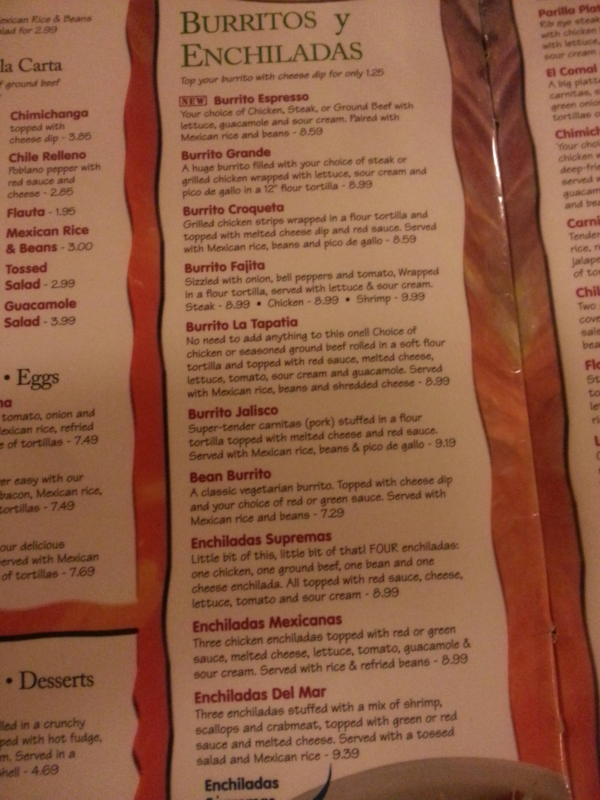 Menu at La Tapatia pub & bar, Beaver Dam