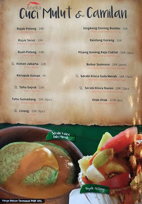 Waroeng Sunda Menu, Menu for Waroeng Sunda, Green Ville, Jakarta