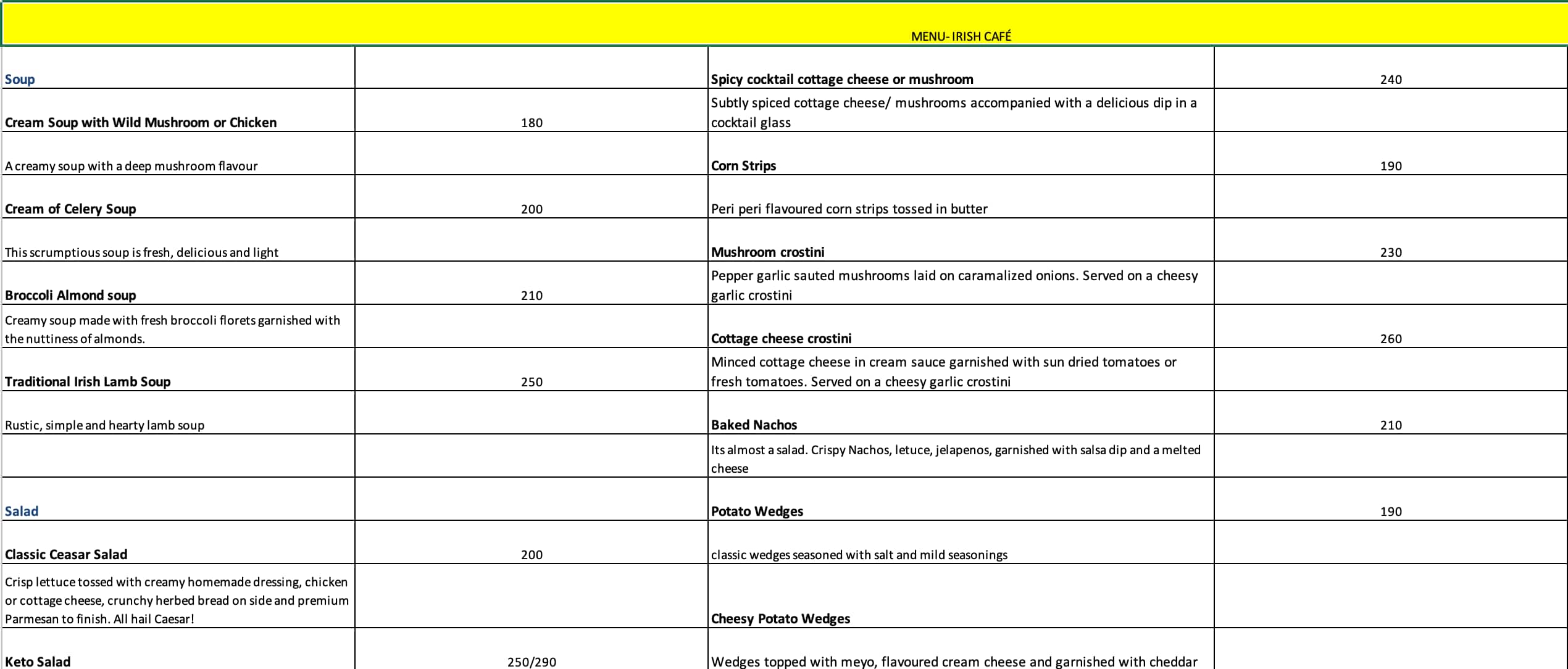 Menu Of The Irish Cafe KK Nagar Madurai menu-of-the-irish-cafe-kk-nagar-madurai