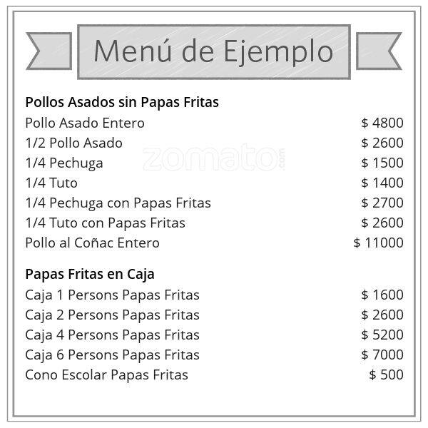 Pollos Asado El Rodeo menu
