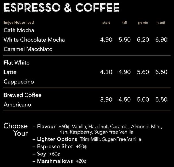 Starbucks Menu, Menu for Starbucks, Nelson City, Nelson - Menumania/Zomato