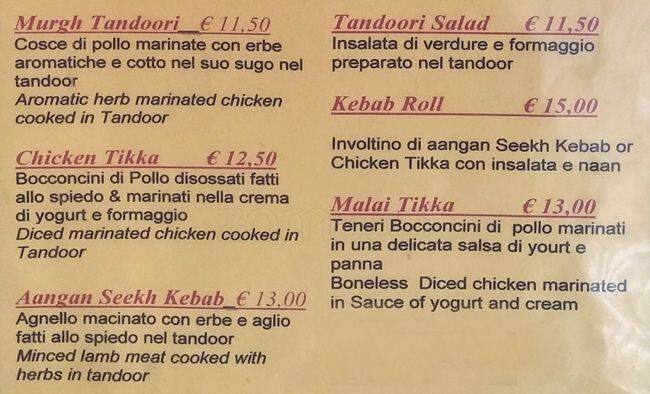 Menu di Ristorante Indiano Aangan 