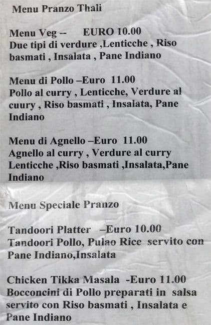 Menu di Ristorante Indiano Aangan 