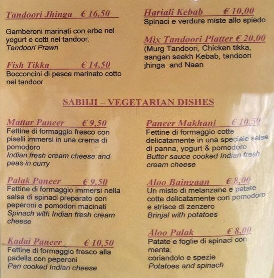 Menu di Ristorante Indiano Aangan 