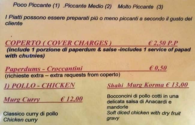 Menu di Ristorante Indiano Aangan 