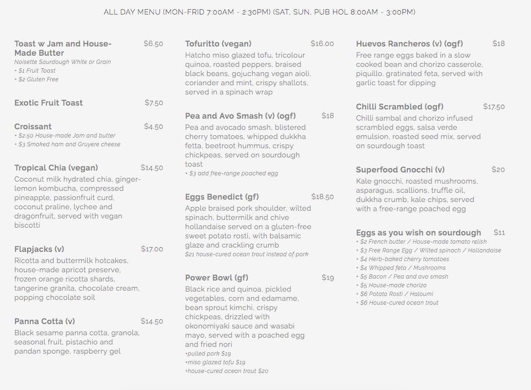 Menu at Glen Iris Pantry cafe, Glen Iris