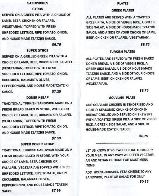 Menu at Dino's Gyros & ice cream shop Best Gyros Best Greek Food restaurant, Burien