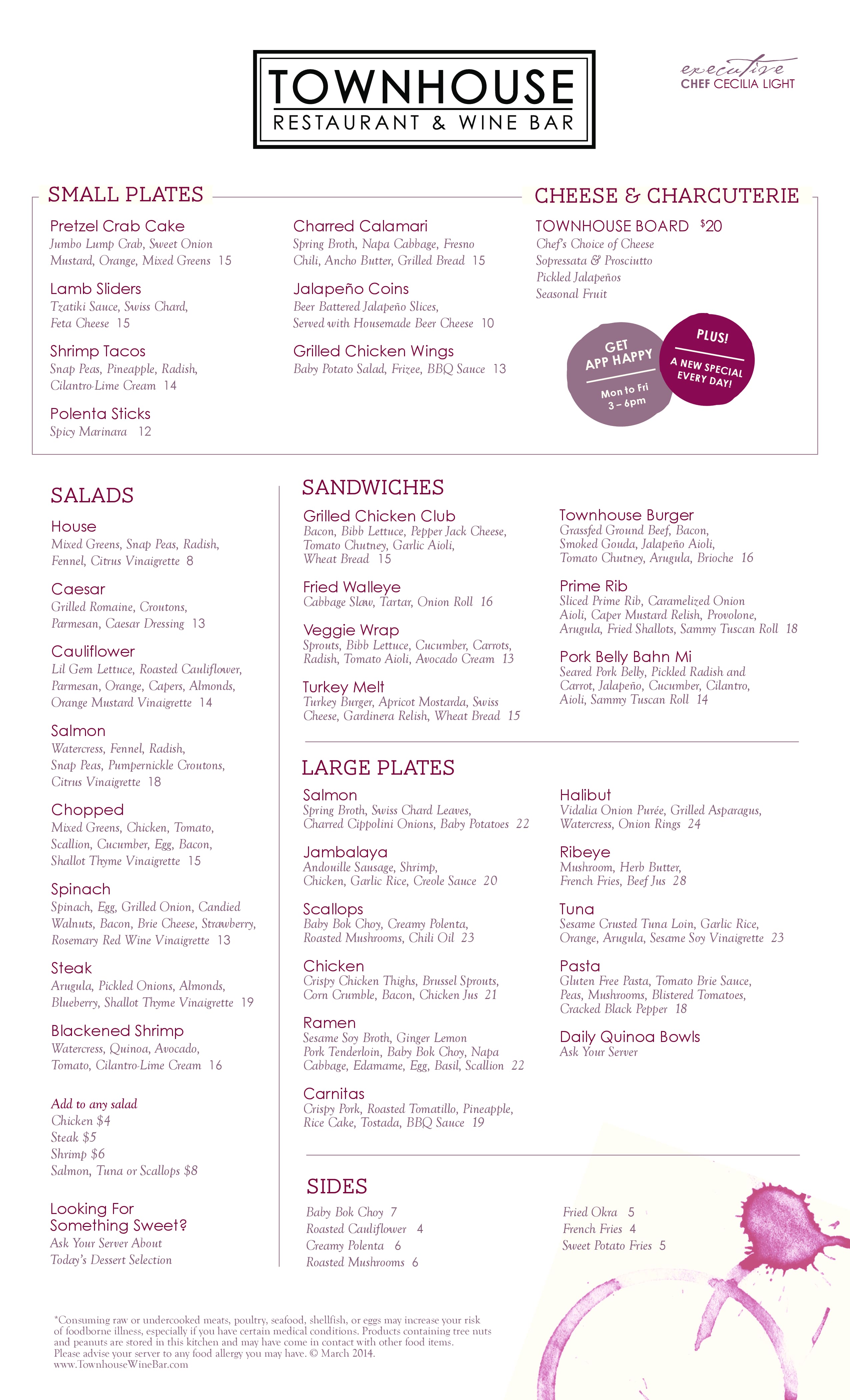 Townhouse Restaurant & Wine Bar Menu Urbanspoon/Zomato