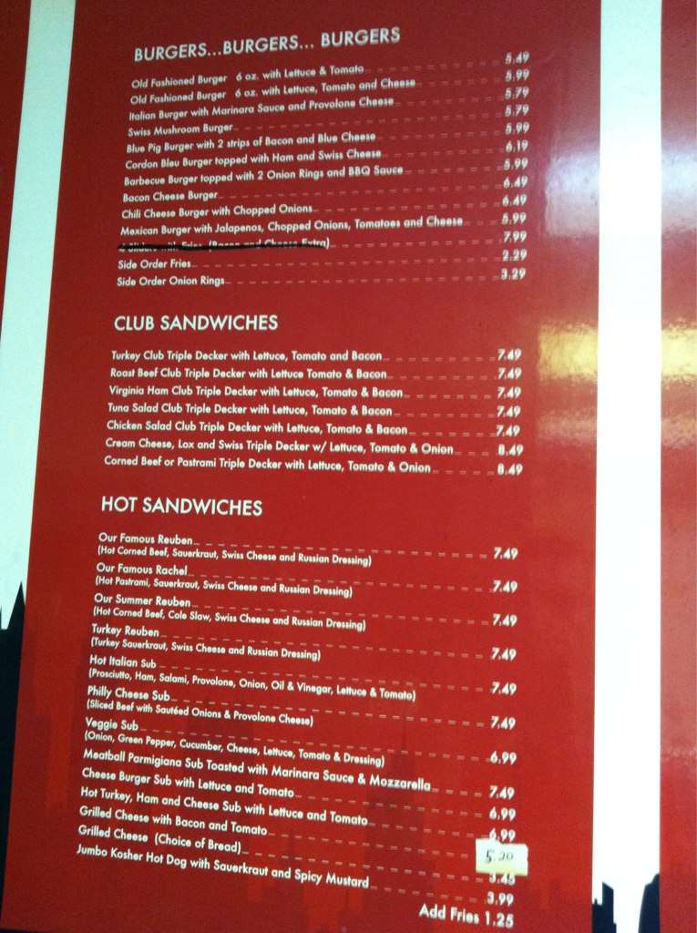 Menu at Stage Door Deli restaurant, Alexandria