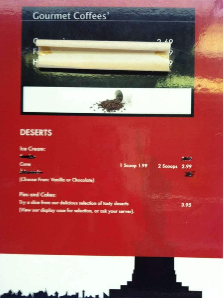 Menu at Stage Door Deli restaurant, Alexandria