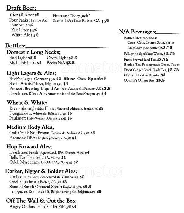 Menu at D'Vine Bistro & Wine Bar, Mesa