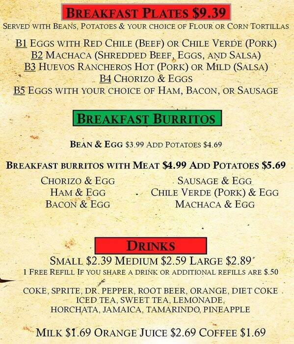 Menu at Consuelo's Authentic Mexican Restaurant, Banning