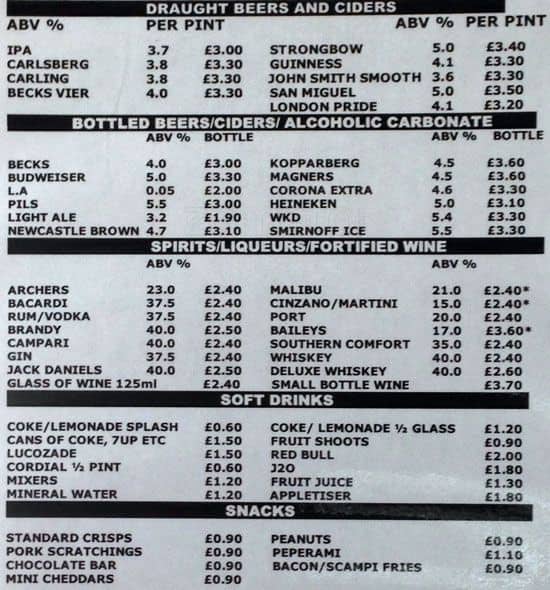 Menu at The Swallow pub & bar, Uxbridge