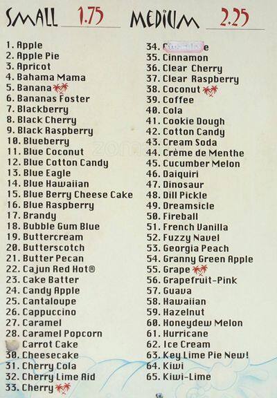 Menu At Comfort Zone Sno Cone Desserts Dallas