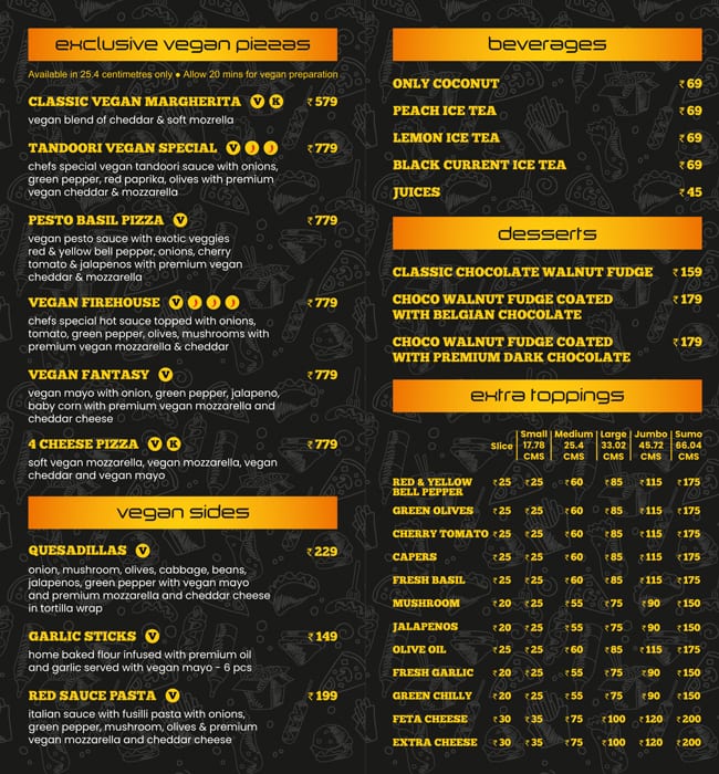 Menu of The Great Indian Pizza, Peddar Road, Mumbai