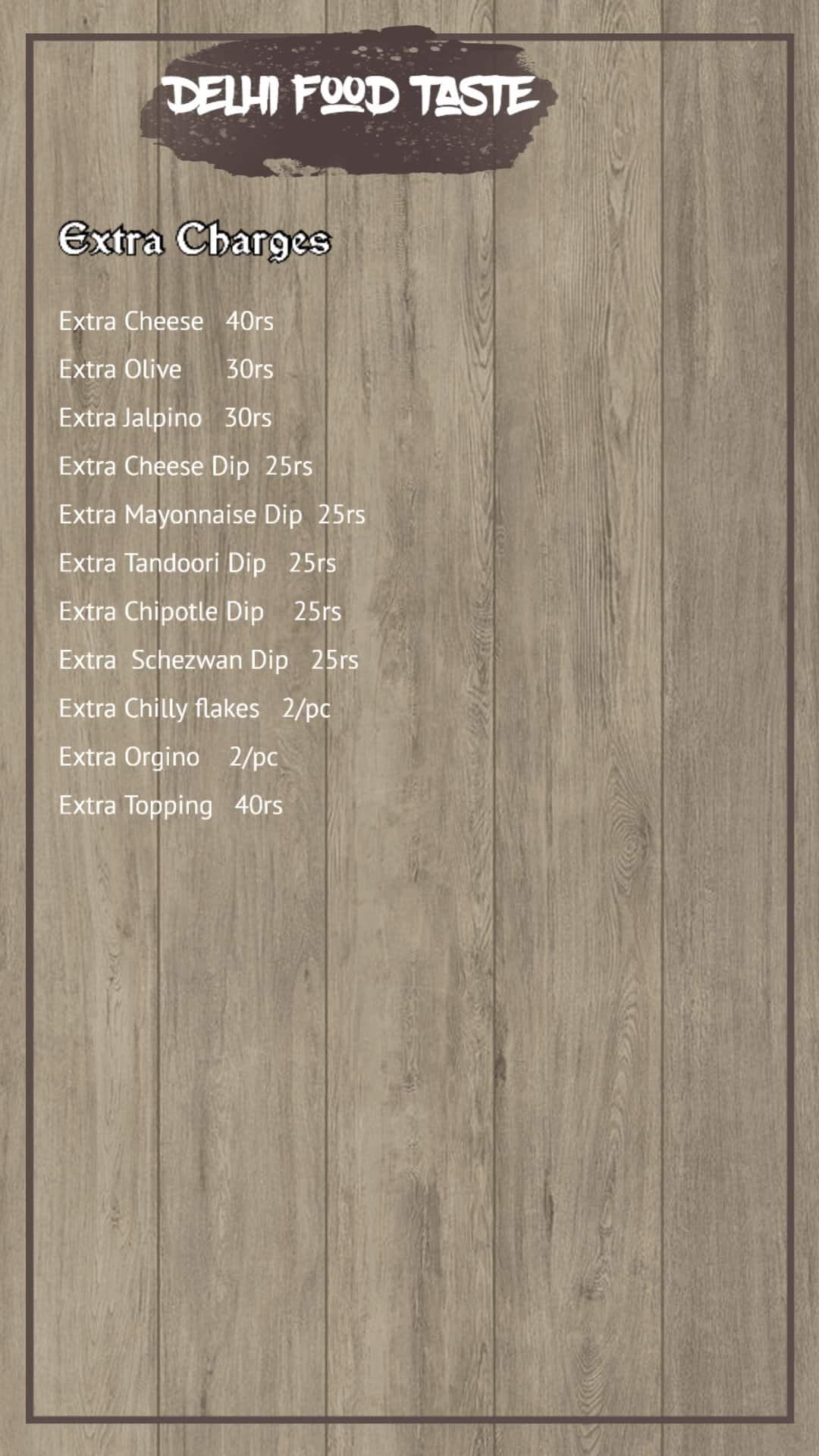 Taste Bakery menu