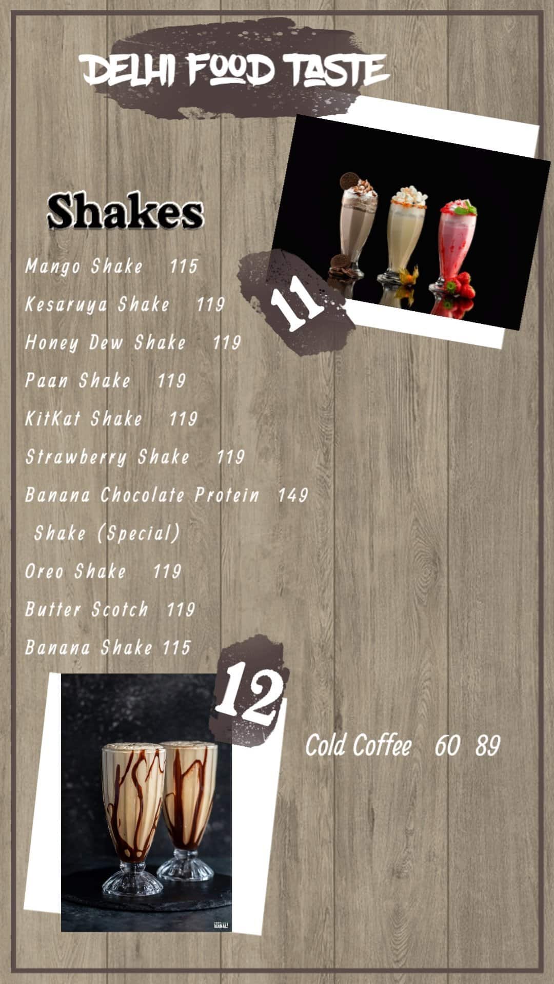Taste Bakery menu