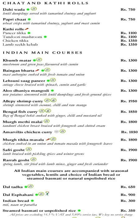 Bellevue menu