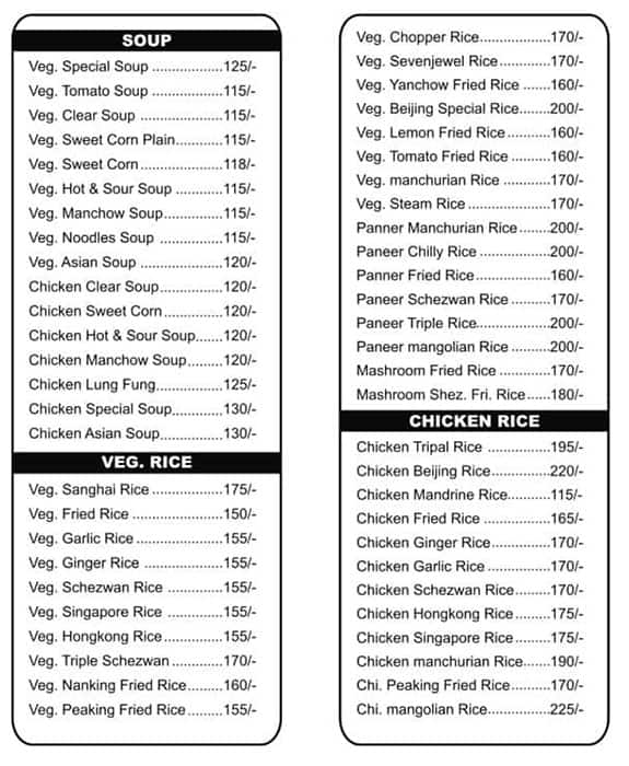 Shyam Sunder Fast Food menu