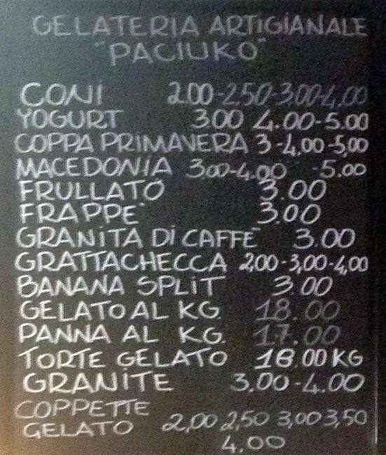 Menu di Paciuko 