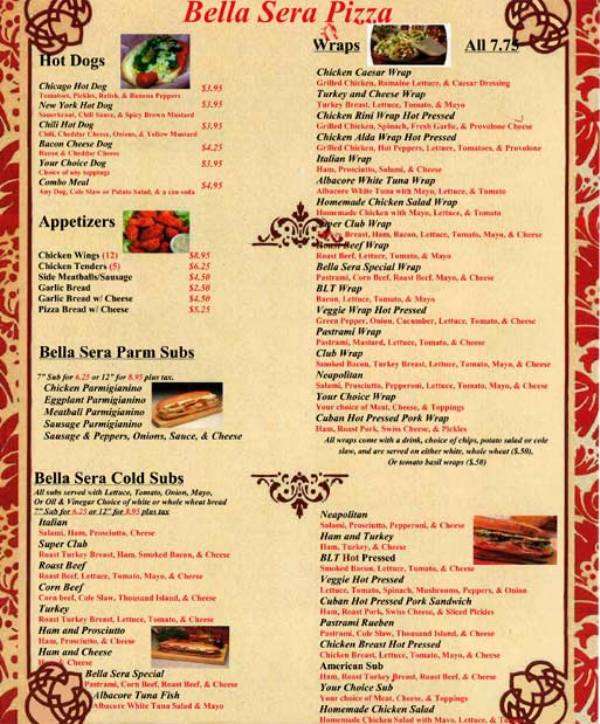 Bella Sera Pizza Menu, Menu for Bella Sera Pizza, Oakland Park/Wilton ...