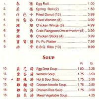 New Bamboo Garden Super Buffet Menu
