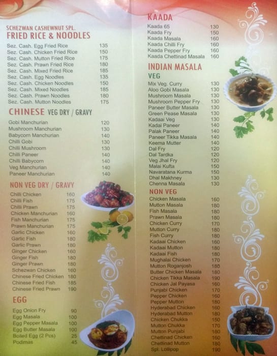 Hyderabad Mughal Biriyani menu