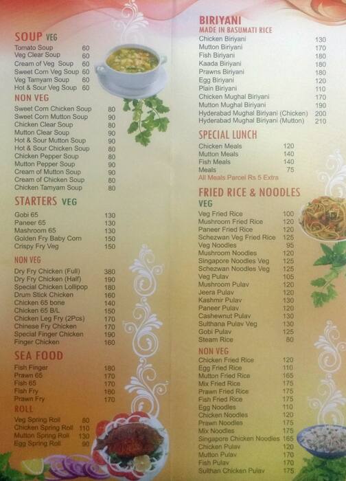Hyderabad Mughal Biriyani menu