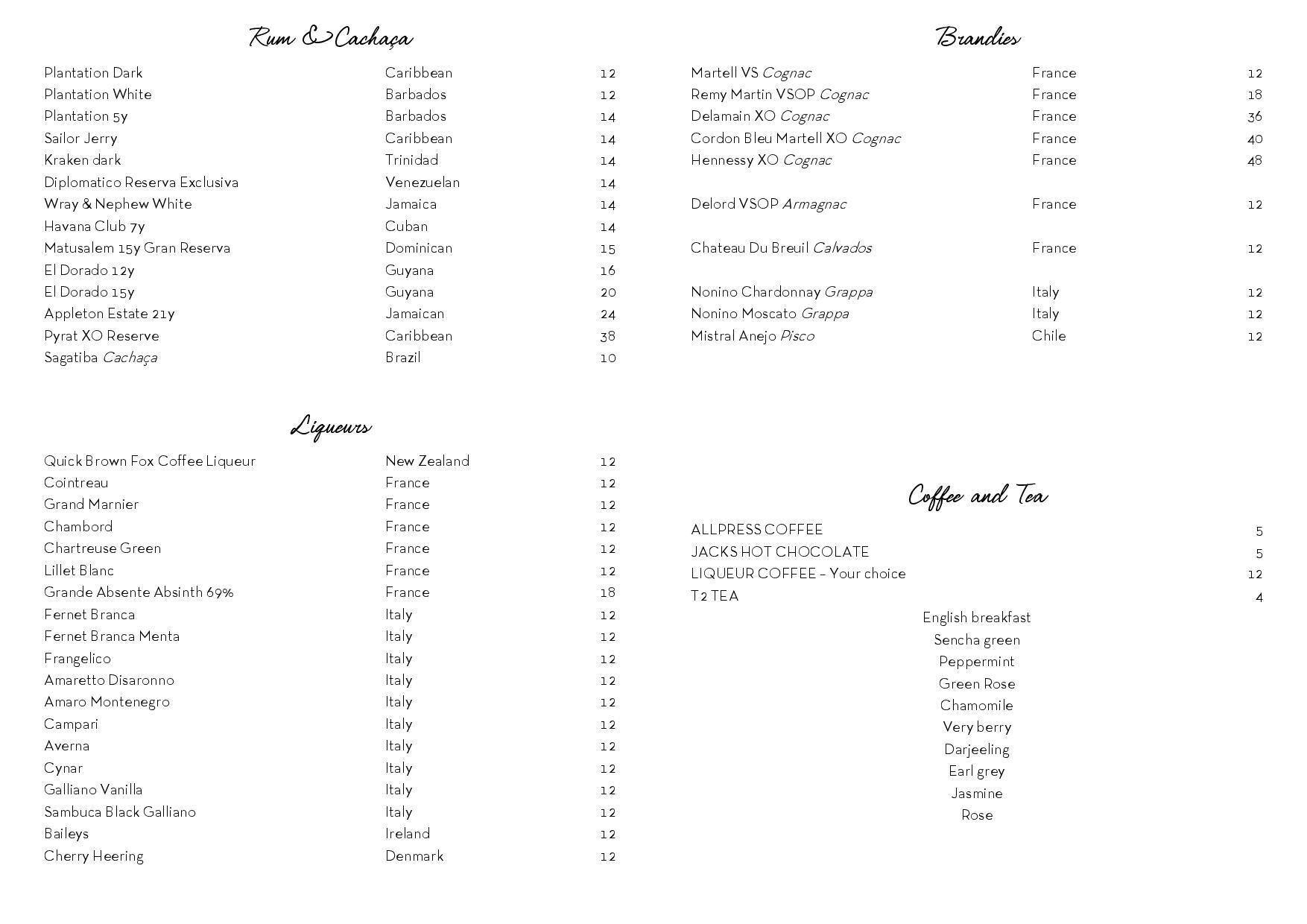 Menu at The Sugar Club, Auckland, 72 Victoria Street West Level 53