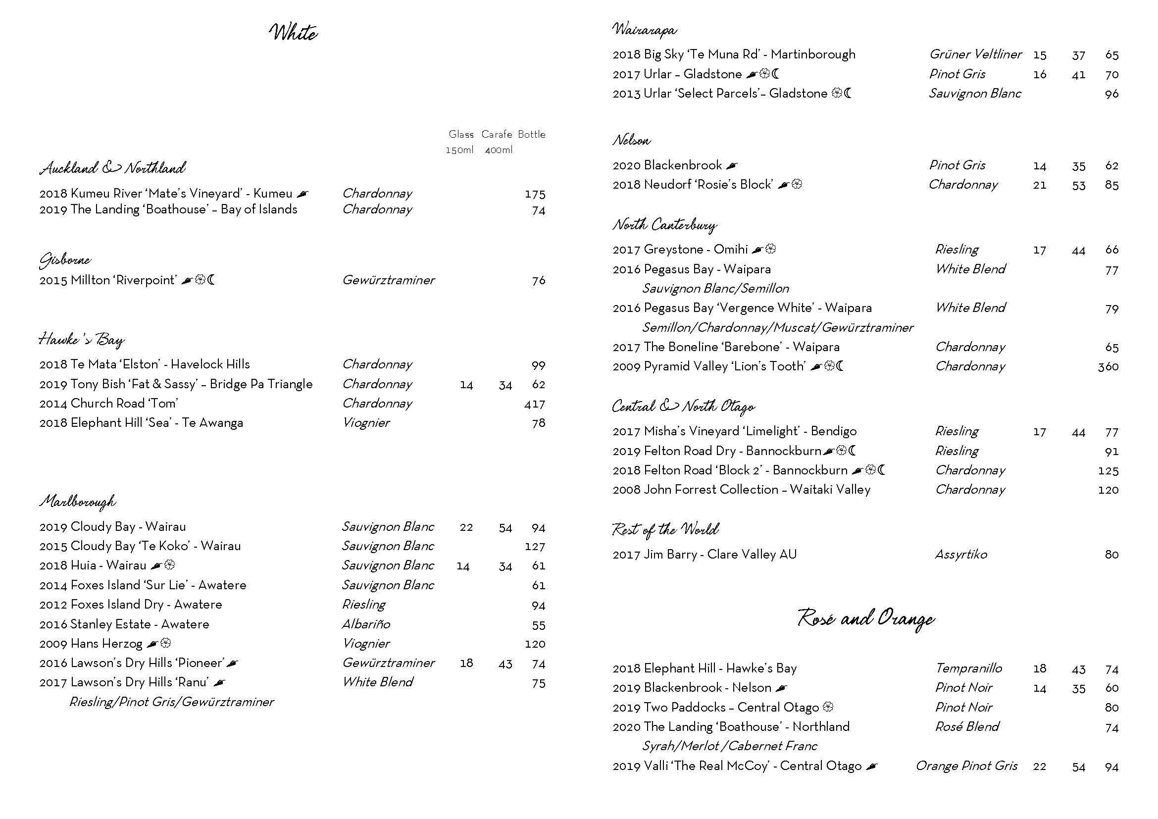 Menu at The Sugar Club, Auckland, Corner of Federal and Victoria