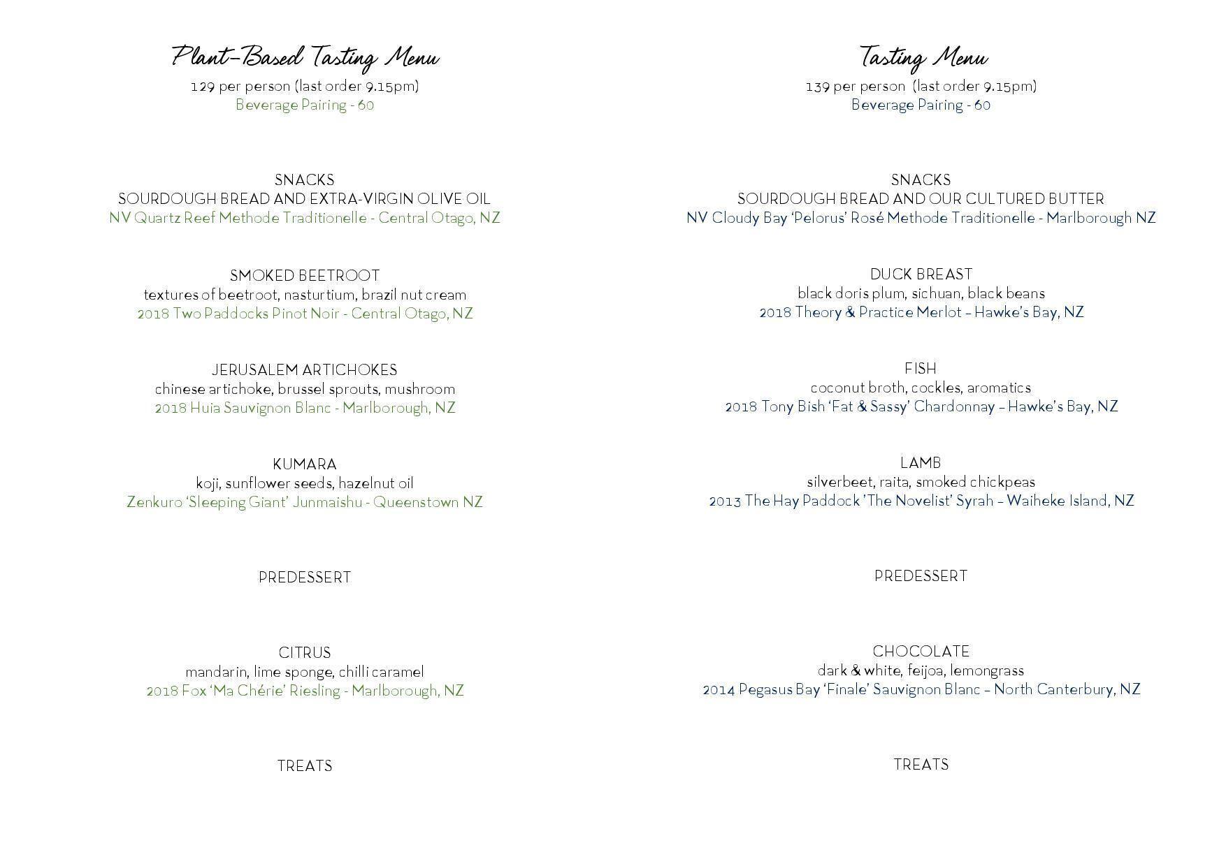 Menu at The Sugar Club, Auckland, 72 Victoria Street West Level 53