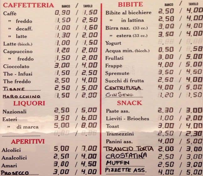 Menu di Caffè Olè 