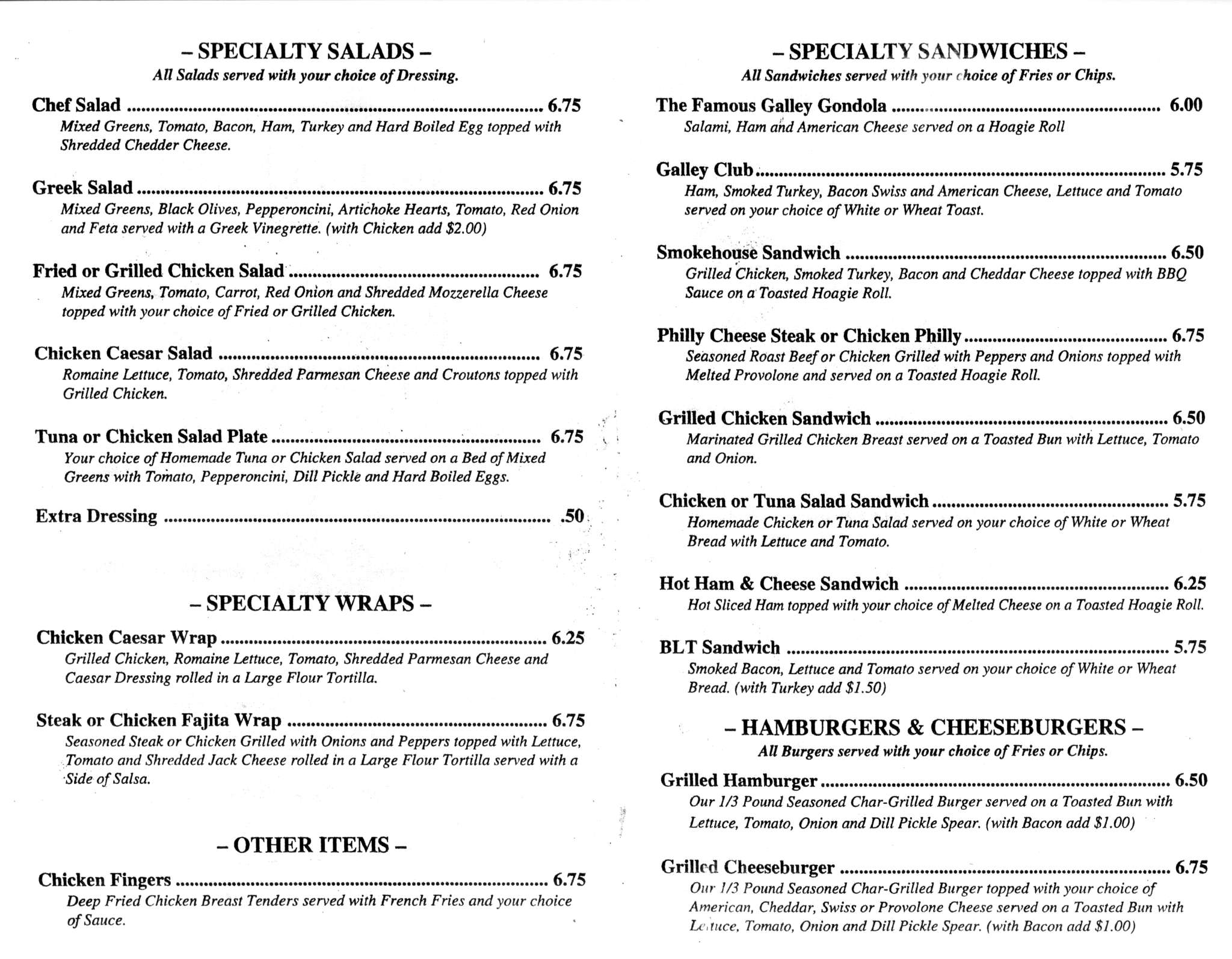 The Galley Menu, Menu for The Galley, South Memphis, Memphis Urbanspoon/Zomato