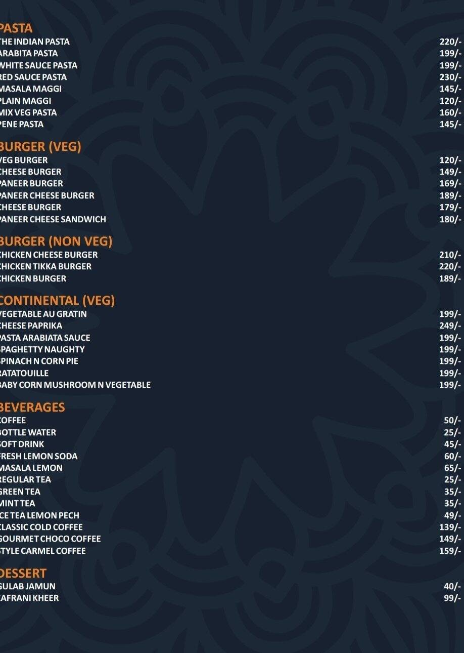 Cafe Roost - Restaurant menu