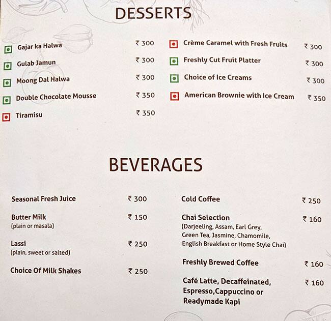 Panorama Cafe menu