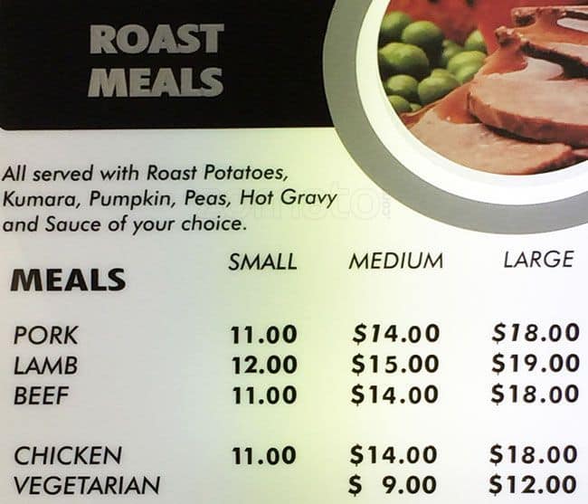 Kiwi Roast Menu, Menu for Kiwi Roast, Whangaparaoa, Auckland